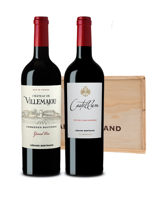 Coffret Château de Villemajou Grand Vin rouge et Castellum